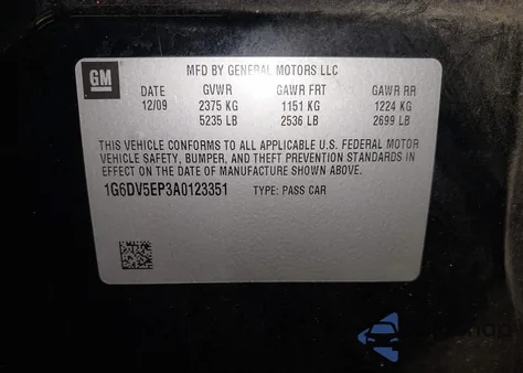 2010 Cadillac Cts-V z USA, uszkodzony, nr VIN 1G6DV5EP3A0123351